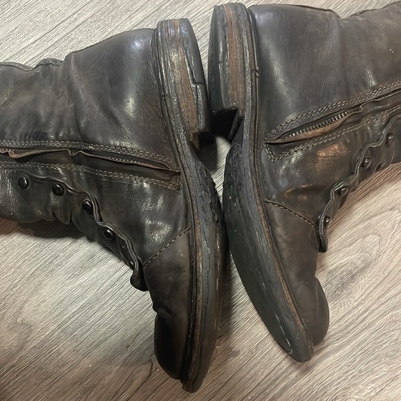 A S 98  Brown Square Toed Twin Brown Spat Front Button Design Boots EUC - Picture 7 of 13